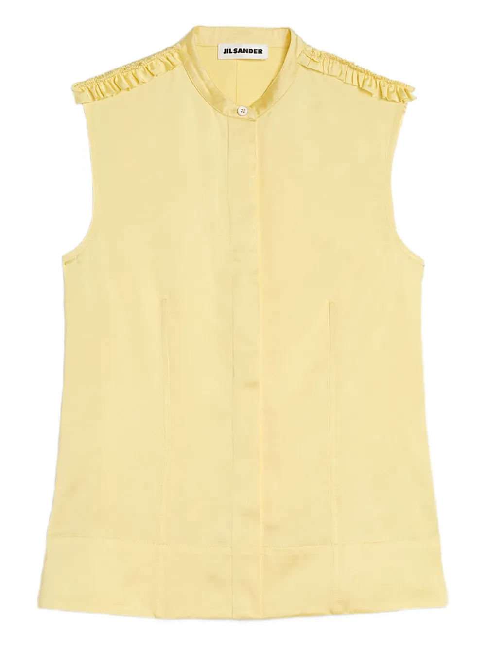 

Рубашка с воротником-стойкой и оборками Jil Sander, желтый