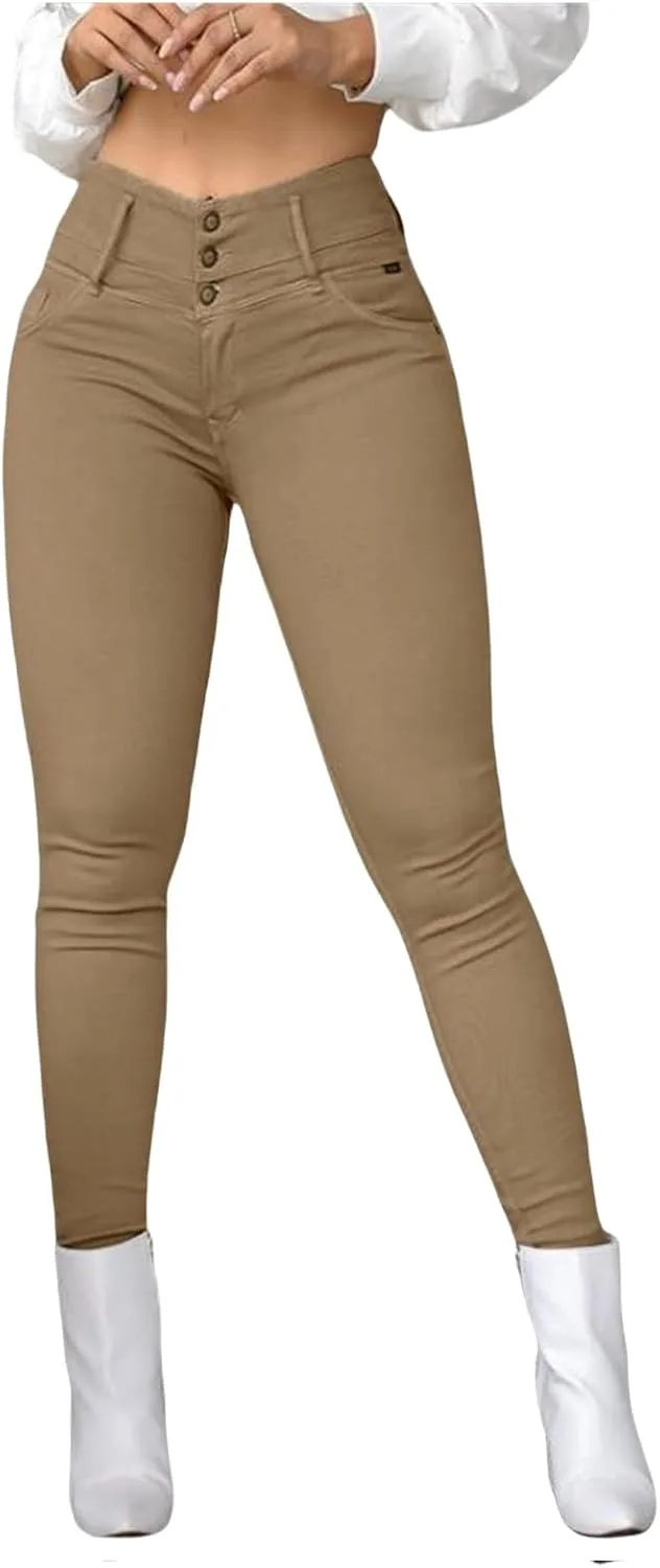 

Женские джинсы High Waisted-Rise Colored Stretch Skinny Distressed Baimiu