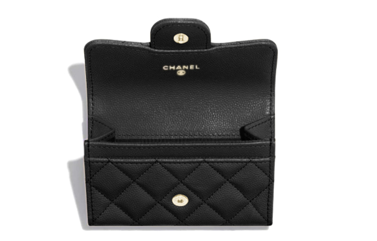 Кошелек для монет и карт из зерненой телячьей кожи, черный CHANEL — фото 2