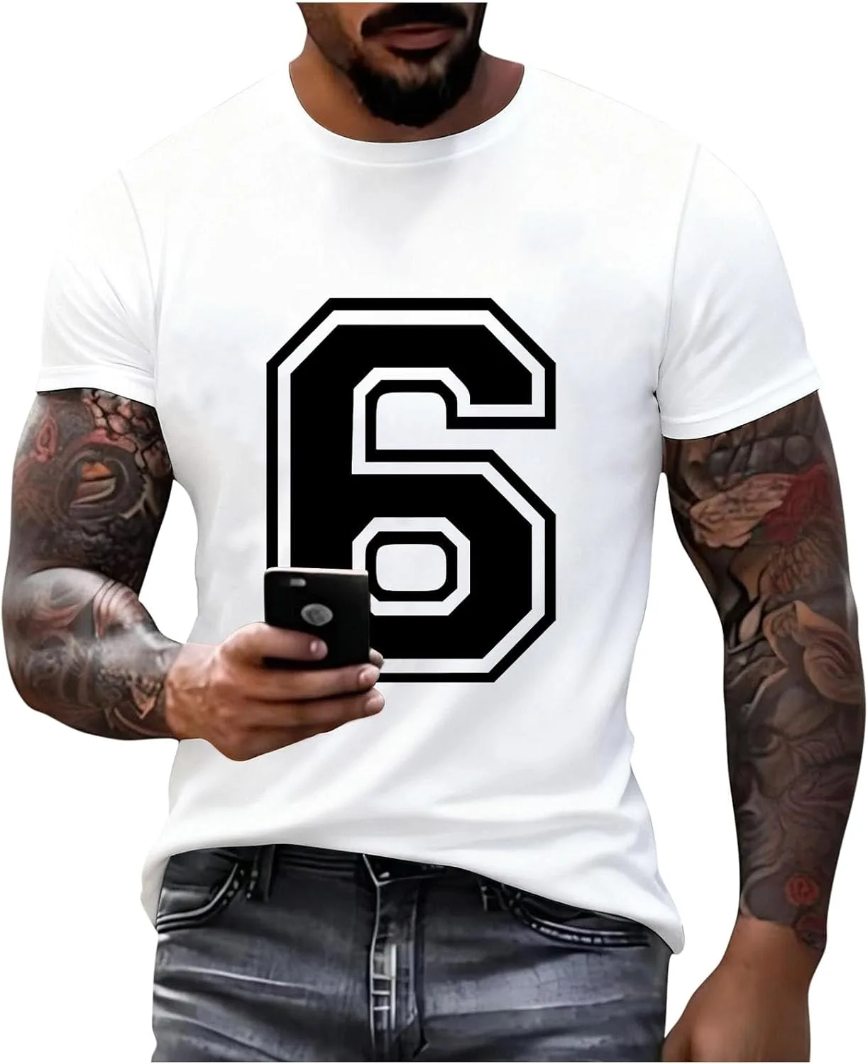 

Футболка Unisex с коротким рукавом Varsity Shirt, номер 6 Sdeycui