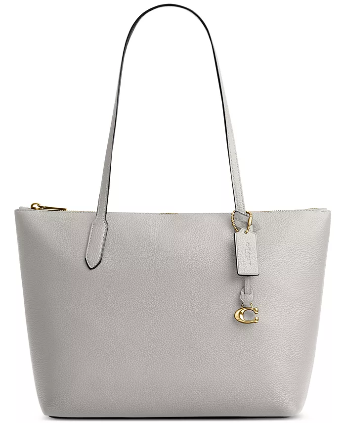 

Сумка-тоут Bella из гладкой кожи с текстурой гальки COACH, серый
