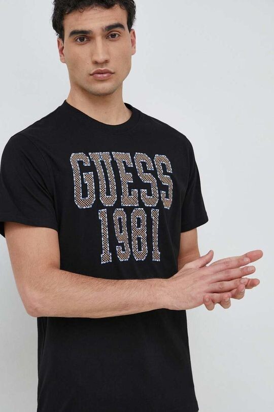 

Хлопковая футболка Guess, черный