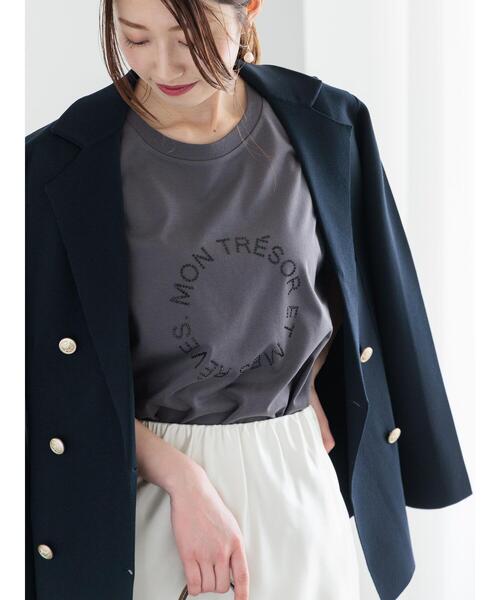 

Футболка с круглым логотипом из стразов Te chichi, угольно-серый