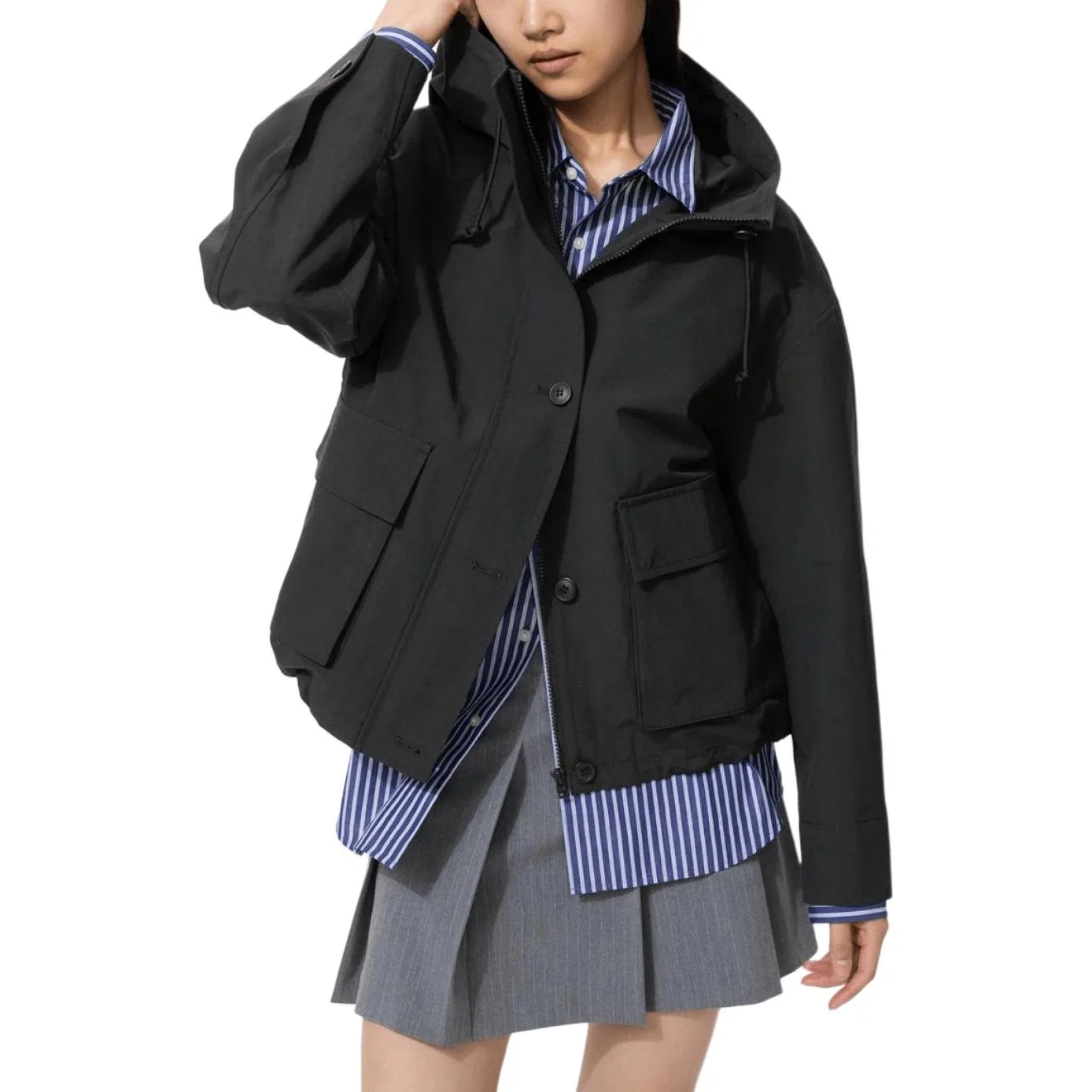 Куртка женская с капюшоном UNIQLO SS26 черная