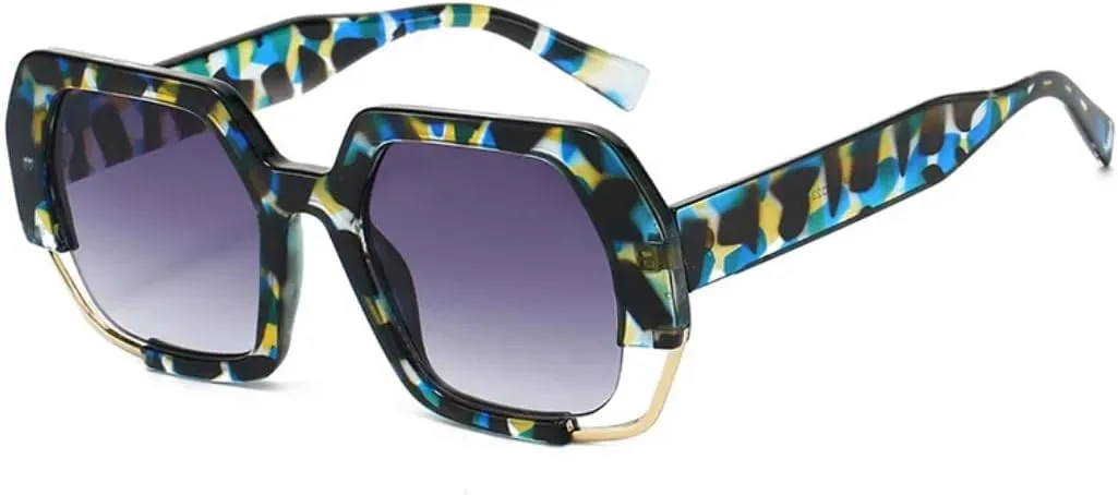 

Ретро-солнцезащитные очки с леопардовым градиентом, овальной формы, для мужчин и женщин, с полой конструкцией, защита от ультрафиолета TOIPASTN, Blue Leopard