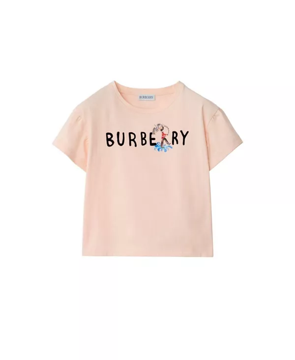 

Хлопковая футболка для девочек с изображением лондонской гвардии - для маленьких и больших детей. Burberry, бежевый