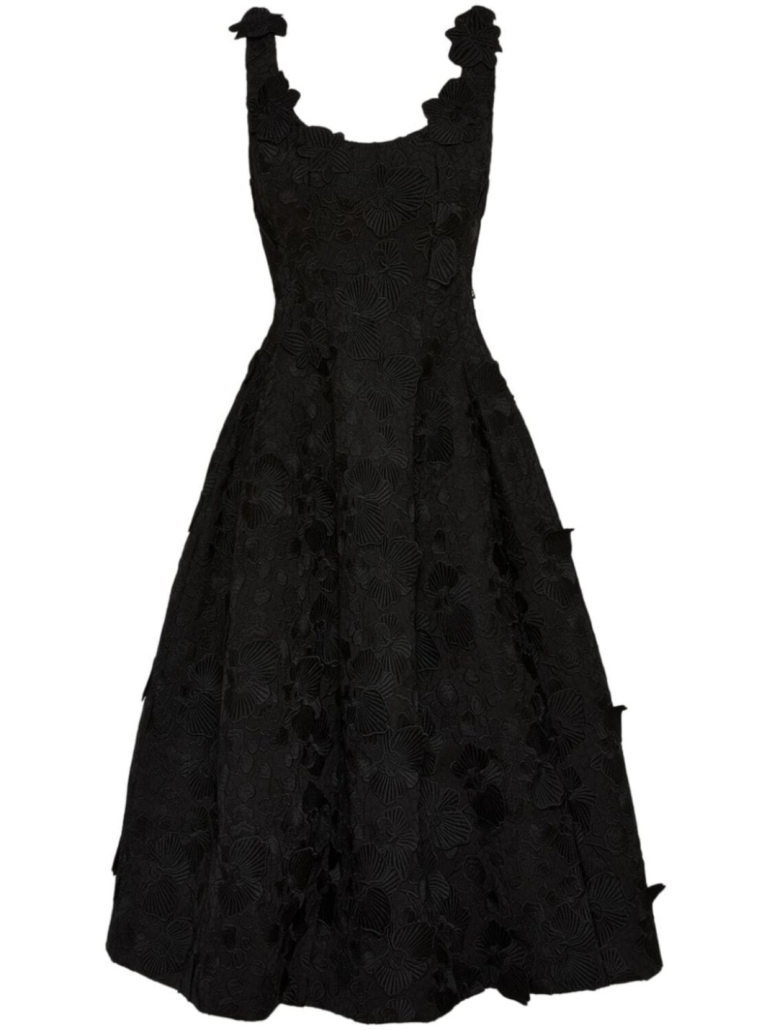 

Гипюровое платье миди с вышивкой Orchid Oscar de la Renta, черный