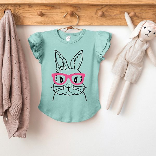 

Футболка с рукавами-крылышками Bunny face с розовыми очками The Juniper Shop, Seafoam