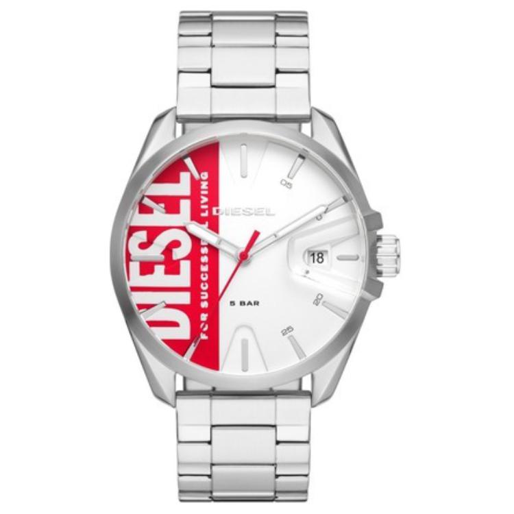 

MS9 Collection Wrist Watch Кварцевый механизм Нержавеющая сталь Ремешок 44 мм Серебристый циферблат Мужские часы DIESEL