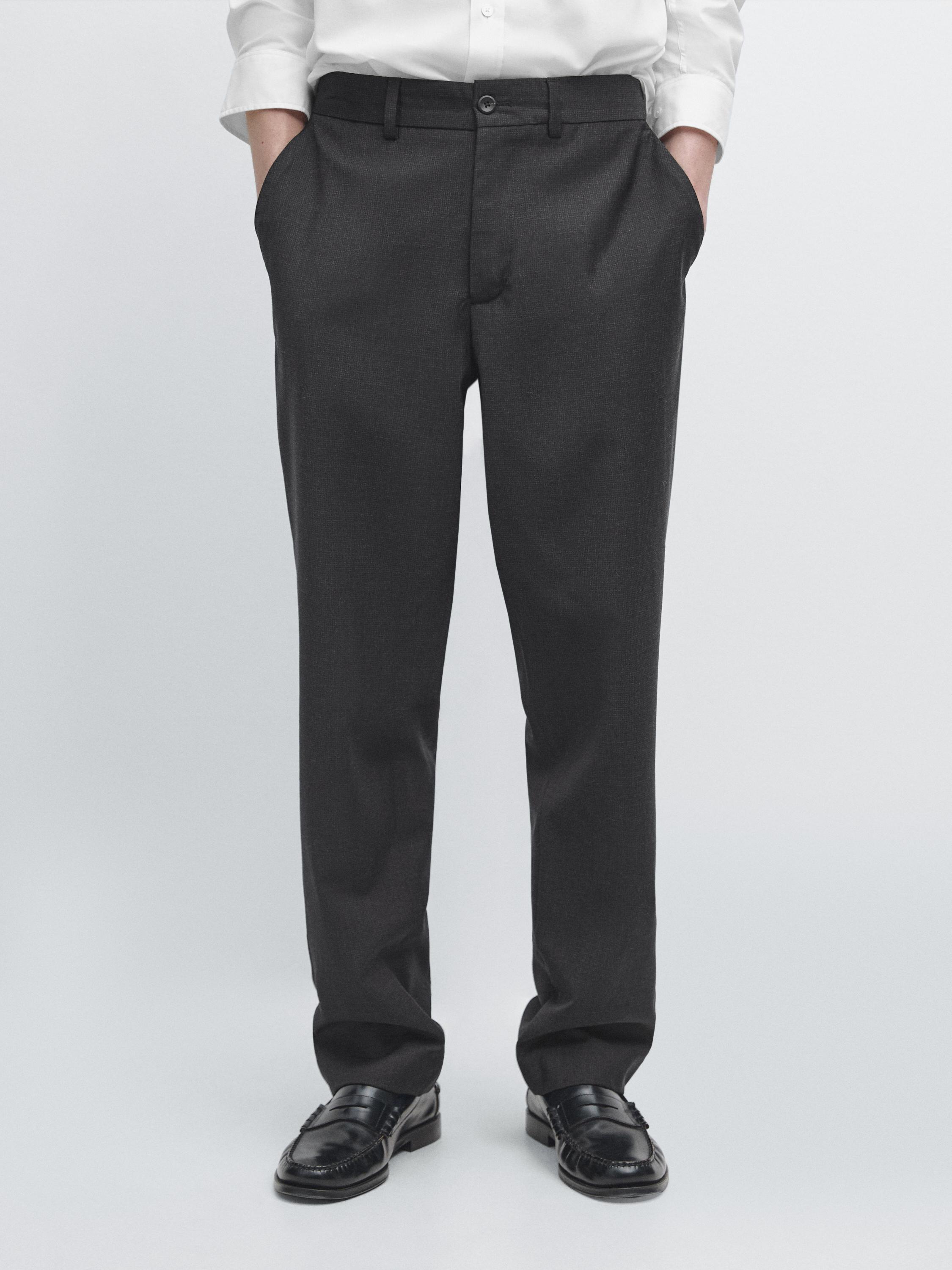 Шерстяные брюки с узором «гусиная лапка» Massimo Dutti, navy blue — фото 3