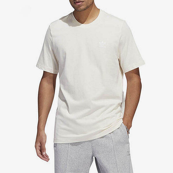 Футболка Men's adidas originals Solid Color Logo Athleisure Casual Sports Round Neck Short Sleeve Creamy White T-Shirt, белый — фото 2