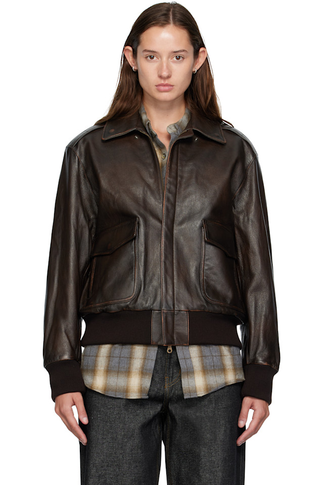 

Coor Коричневая кожаная куртка А2