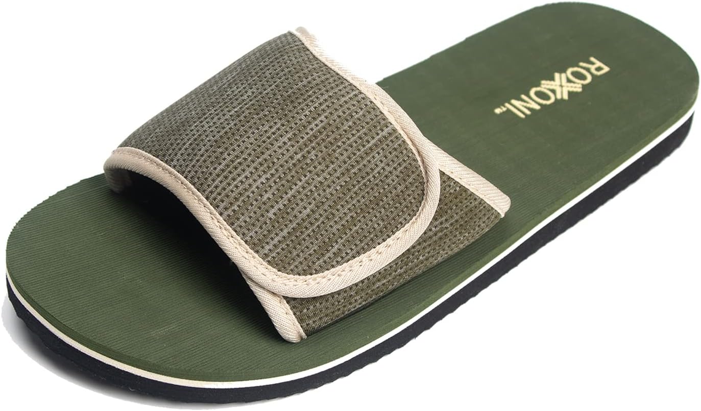 

Сандалии Roxoni для мальчиков и мужчин с открытыми носками для одежды в помещении и на открытом воздухе. Отец и сын, сочетающиеся тапочки синего, оливково-зеленого и черного цветов