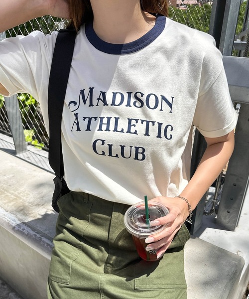 

Футболка с коротким рукавом, контрастной отделкой и принтом логотипов Andme, темно-синяя