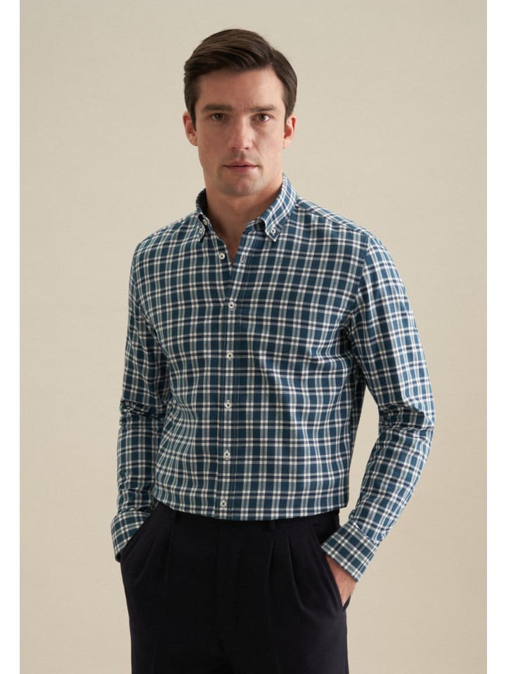 

Рубашка Seidensticker Flanellhemd Slim, бирюзовый