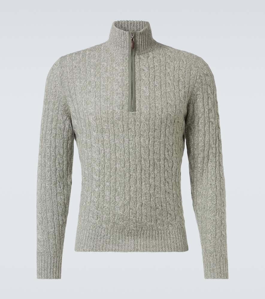 

Тэмс кашемировый свитер с полузастежкой Arch4, Sage Green Melange