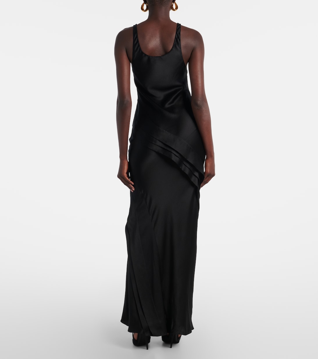 Платье-комбинация из шелкового атласа Saint Laurent, Noir — фото 3