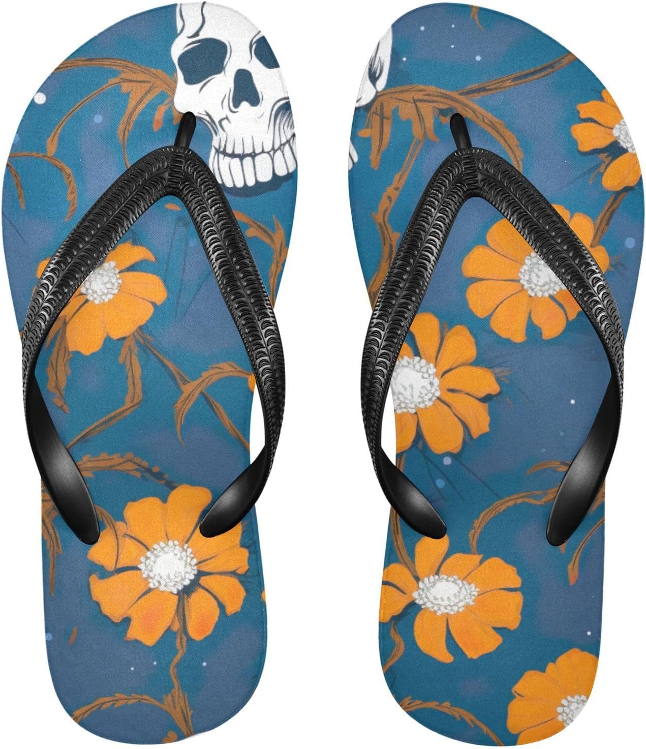 

Сандалии-шлепанцы с цветочным черепом для женщин и мужчин, пляжные летние повседневные шлепанцы для душа Kfbe, Floral Skull