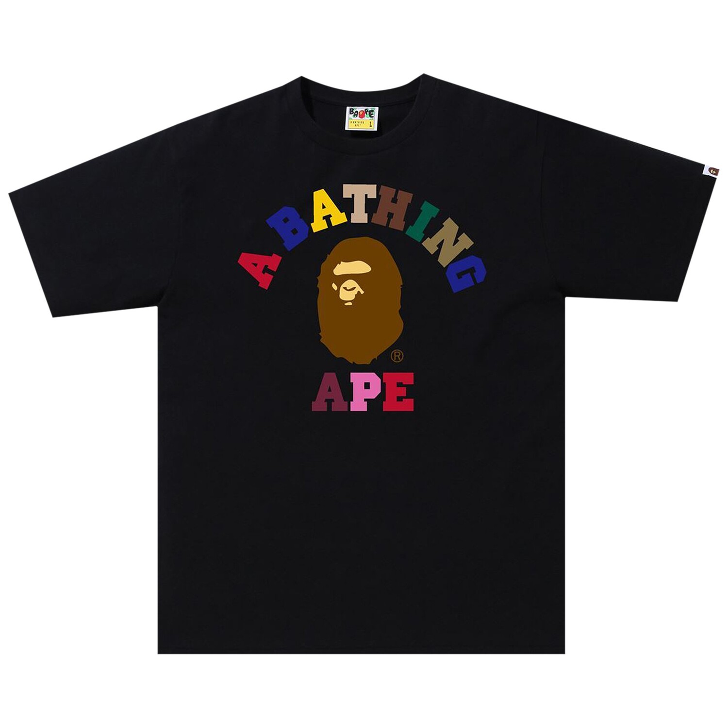 

Футболка колледжа BAPE Colors, черная, Черный, Футболка колледжа BAPE Colors, черная