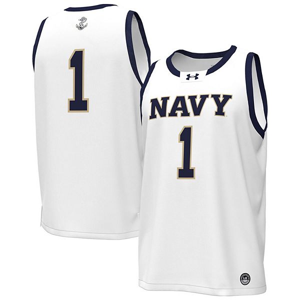 

Мужская белая баскетбольная майка navy midshipmen #1 replica Under Armour