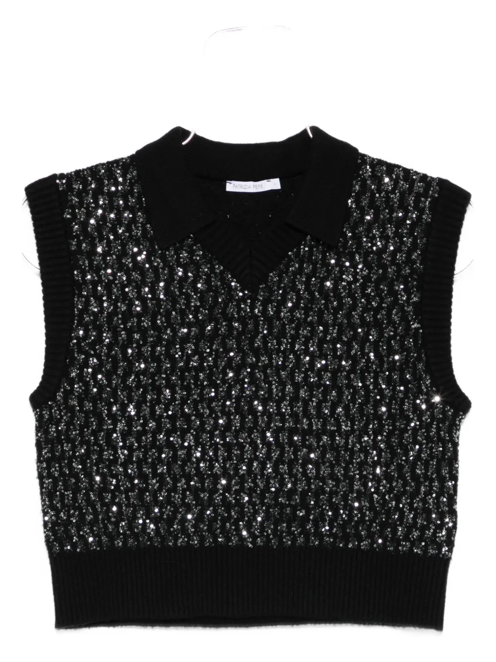 

Трикотажный топ с пайетками Patrizia Pepe, черный