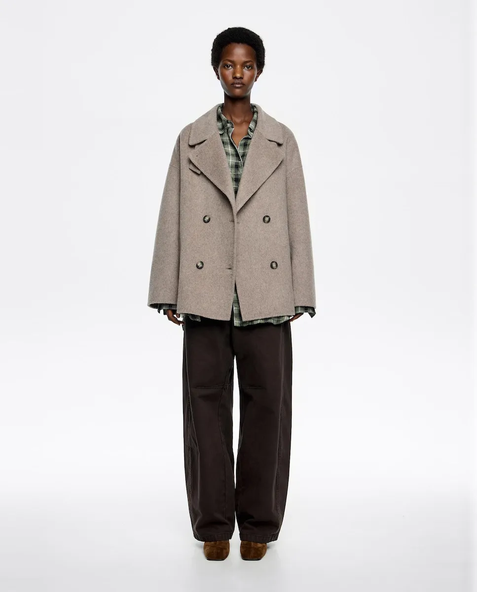 

Женское двустороннее короткое пальто из сукна Bimba y Lola, серо-коричневый