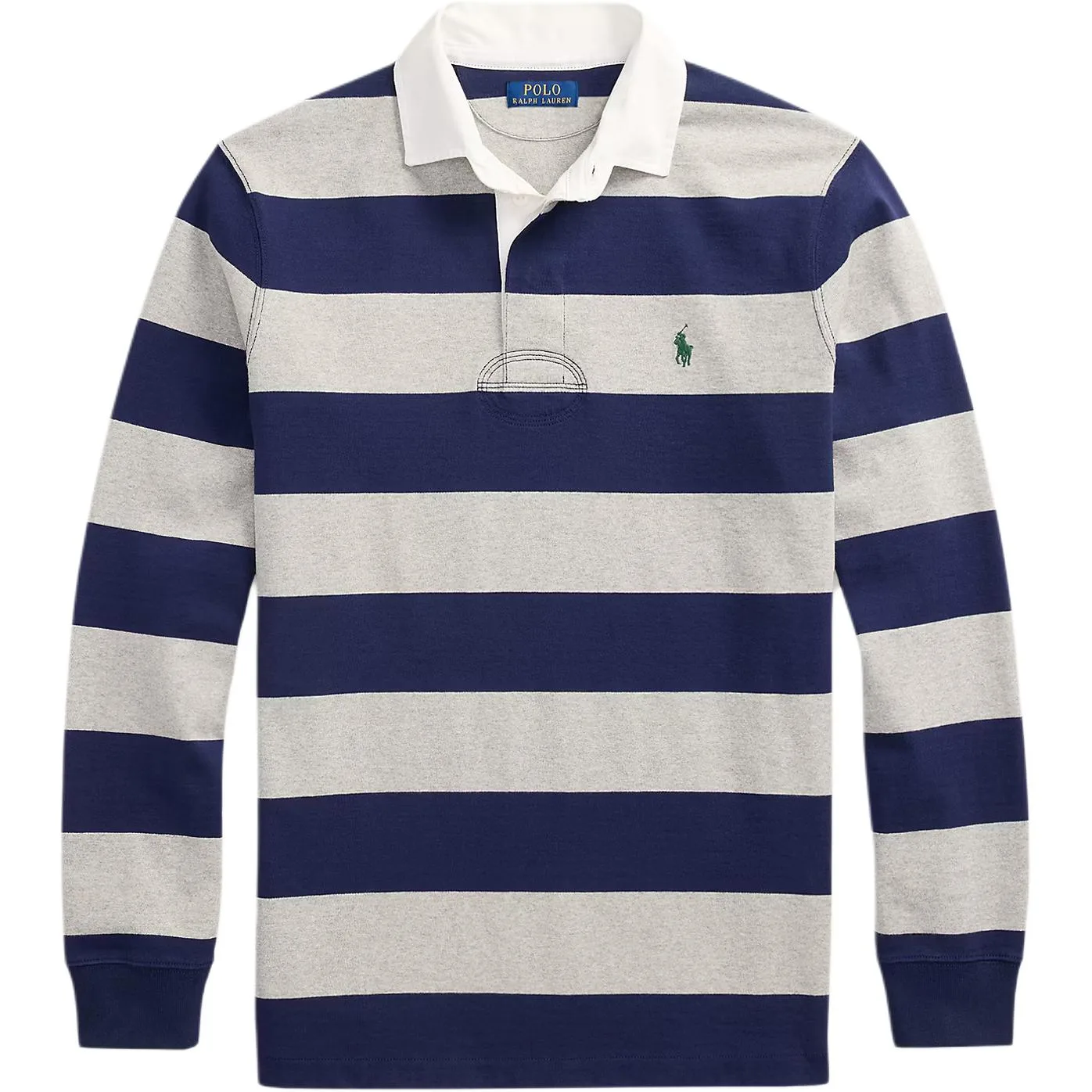 Поло с длинными рукавами в полоску в стиле регби Polo Ralph Lauren, Newport Marine Blue/Gray