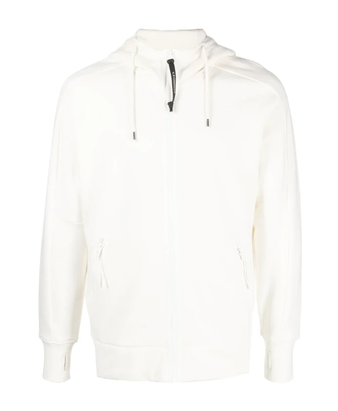 

Толстовка с капюшоном на молнии из флиса с диагональным подъемом C.P. Company, белый