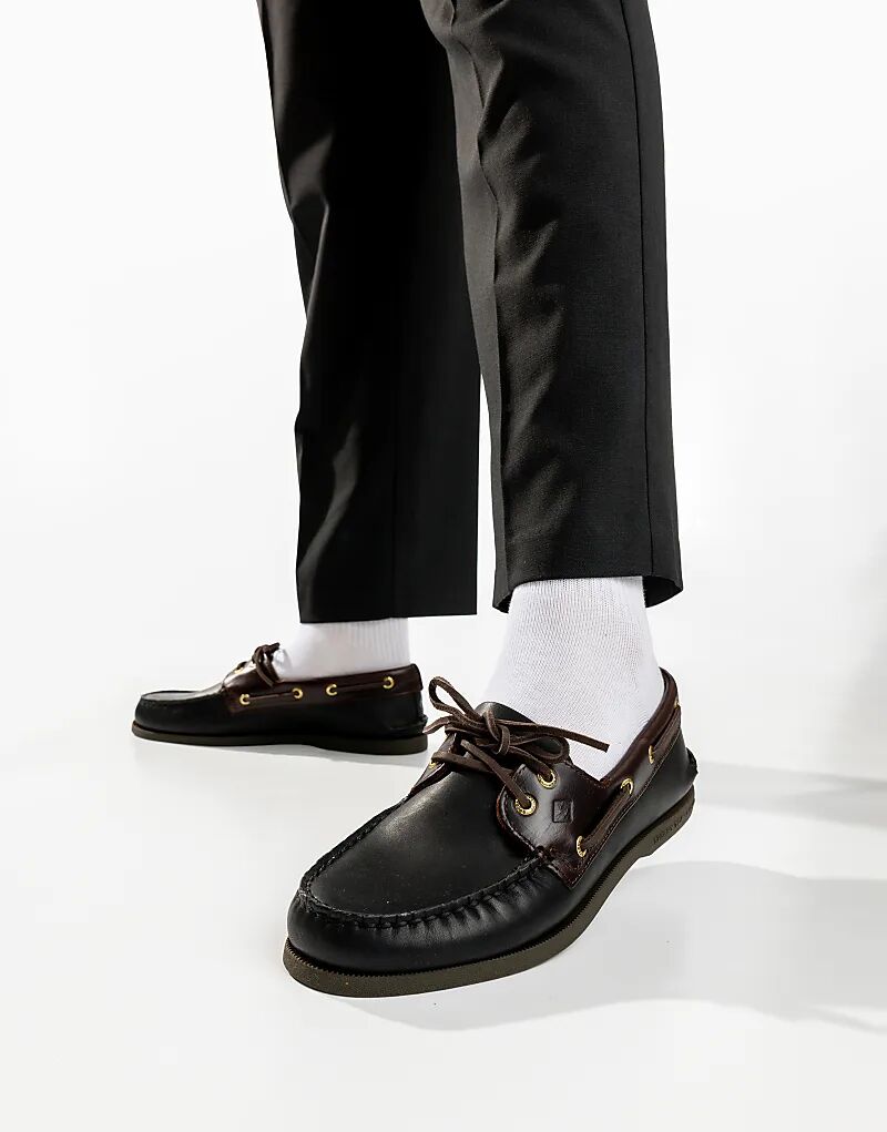 

Туфли-лодочки Sperry Authentic с двумя парами люверсов коричневого цвета