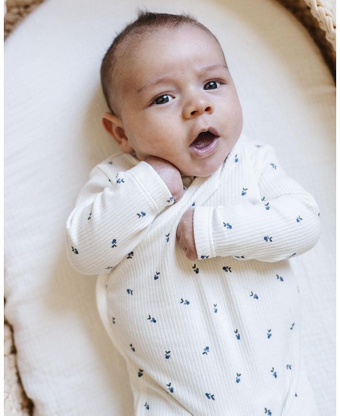 Унисекс хлопковый комбинезон с молнией и резинкой для малышей - Baby Ely's & Co., синий — фото 4