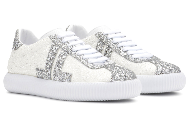 Glen Low Top Стильные Скейтерские Кроссовки Женские Серебристо-Белые Lanvin — фото 3