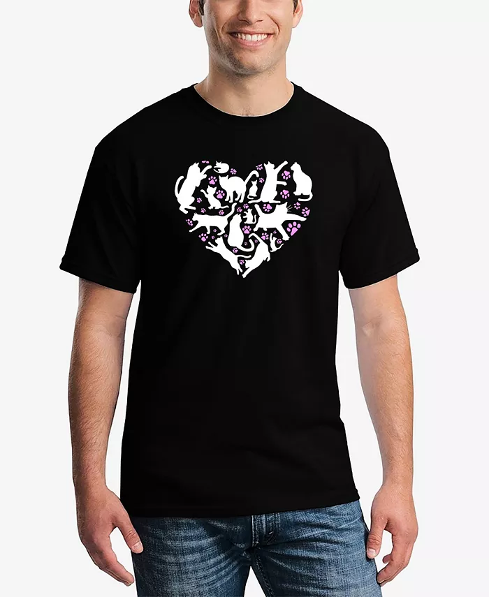 

Мужская футболка Cat Heart Word Art LA Pop Art, черный