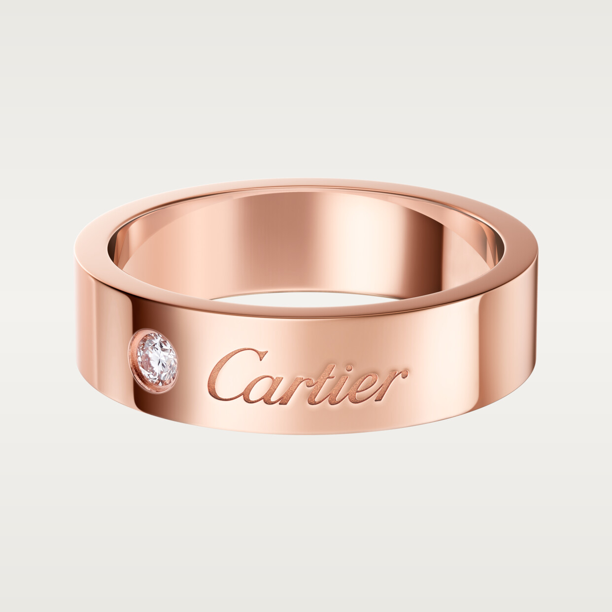 

Обручальное кольцо Cartier Alliance C de Cartier, ширина 5 мм, 1 ромб, розовое золото