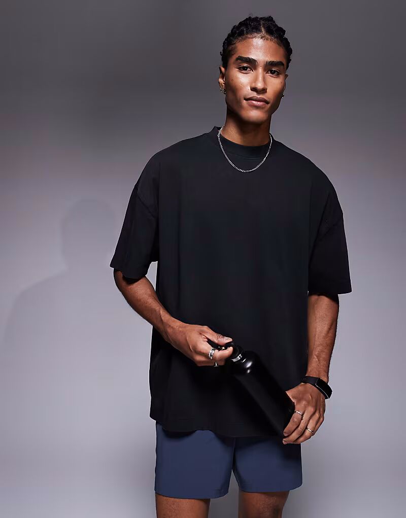 

Футболка Icon из плотного хлопка свободного кроя с быстросохнущей отделкой черного цвета 4505