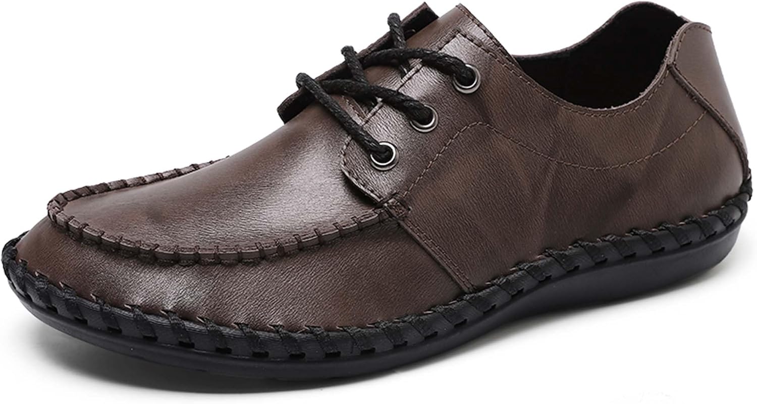 

Мужские повседневные лоферы, модная кожаная обувь для офиса и деловой обстановки, для вождения и прогулок, удобные, с нескользящей подошвой, на шнуровке, повседневные кроссовки Generic, коричневый