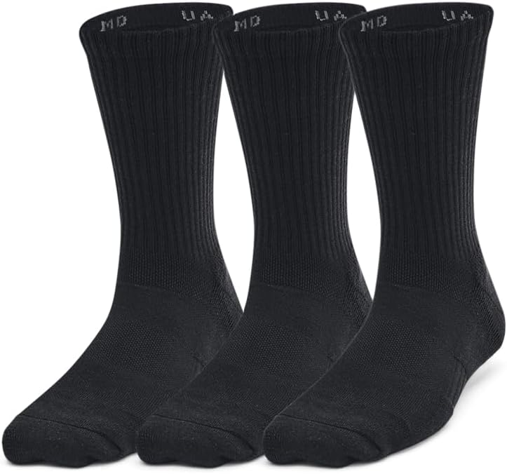 Детские тренировочные хлопковые носки Under Armour (3 пары), (001) Black/Black/White — фото 3