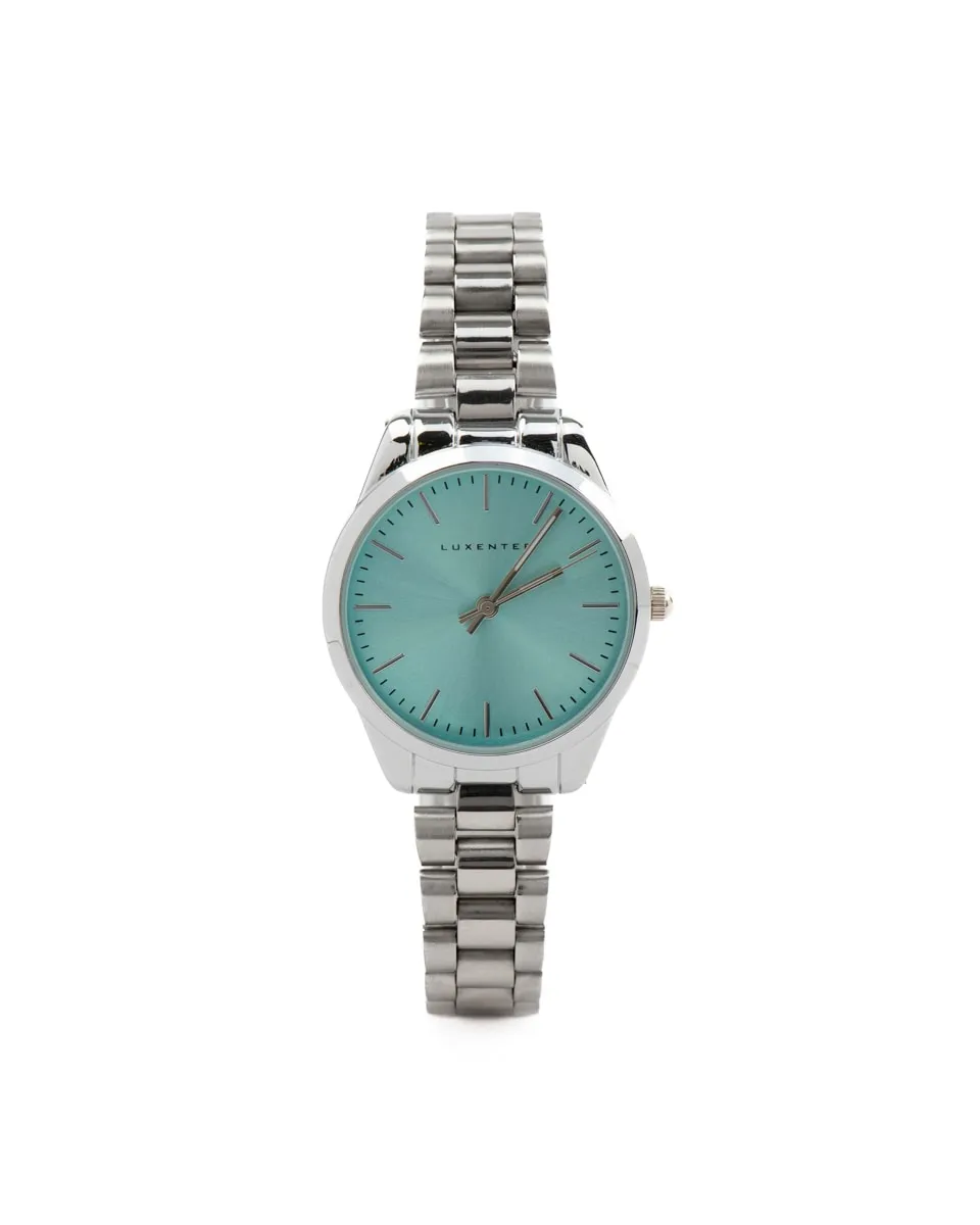 

Женские часы с родиевым покрытием и светло-голубым циферблатом Luxenter, серебряный