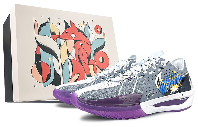 

Nike Air Zoom G.T. Cut 3 с амортизацией, противоскользящие и износостойкие низкие баскетбольные кроссовки унисекс сине-серые белые, цвет White