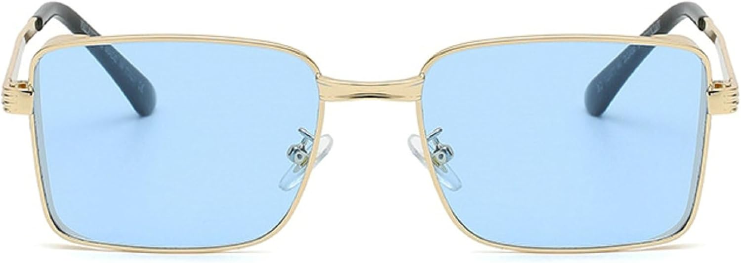 

Классические квадратные панк-солнцезащитные очки класса люкс для мужчин и женщин, ретро прямоугольные панк-очки в металлической оправе, солнцезащитные очки UV400 mincl, Blue