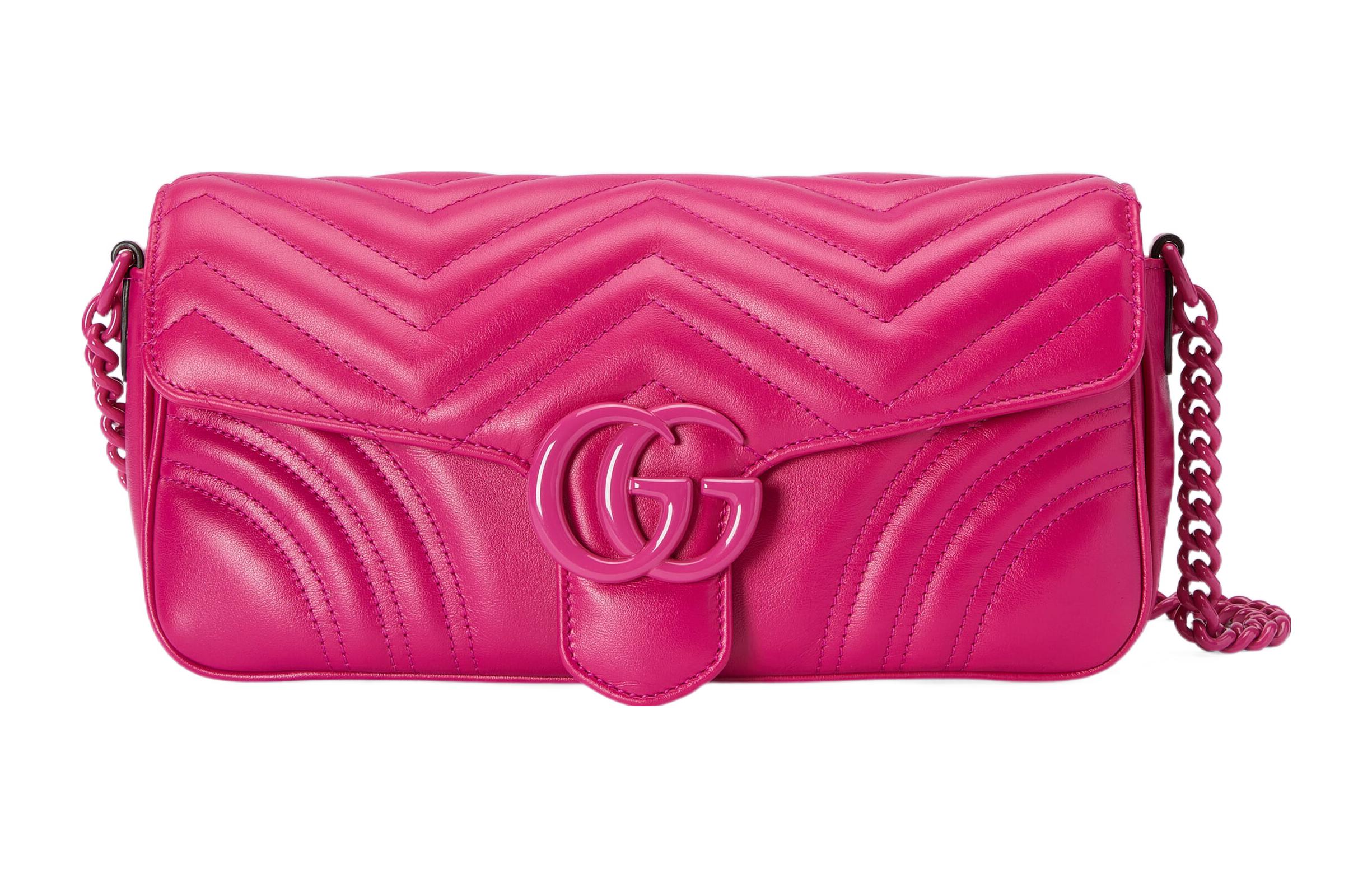 

GUCCI Сумка GG Marmont кожаная через плечо женская розовая
