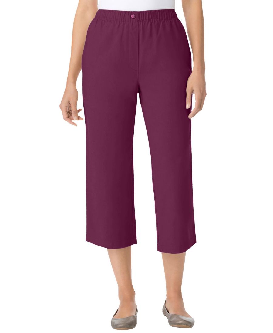 

Женские джинсы-капри Within 7-Day из хлопка с эластичным поясом и застежкой на резинке Woman Within, Deep claret