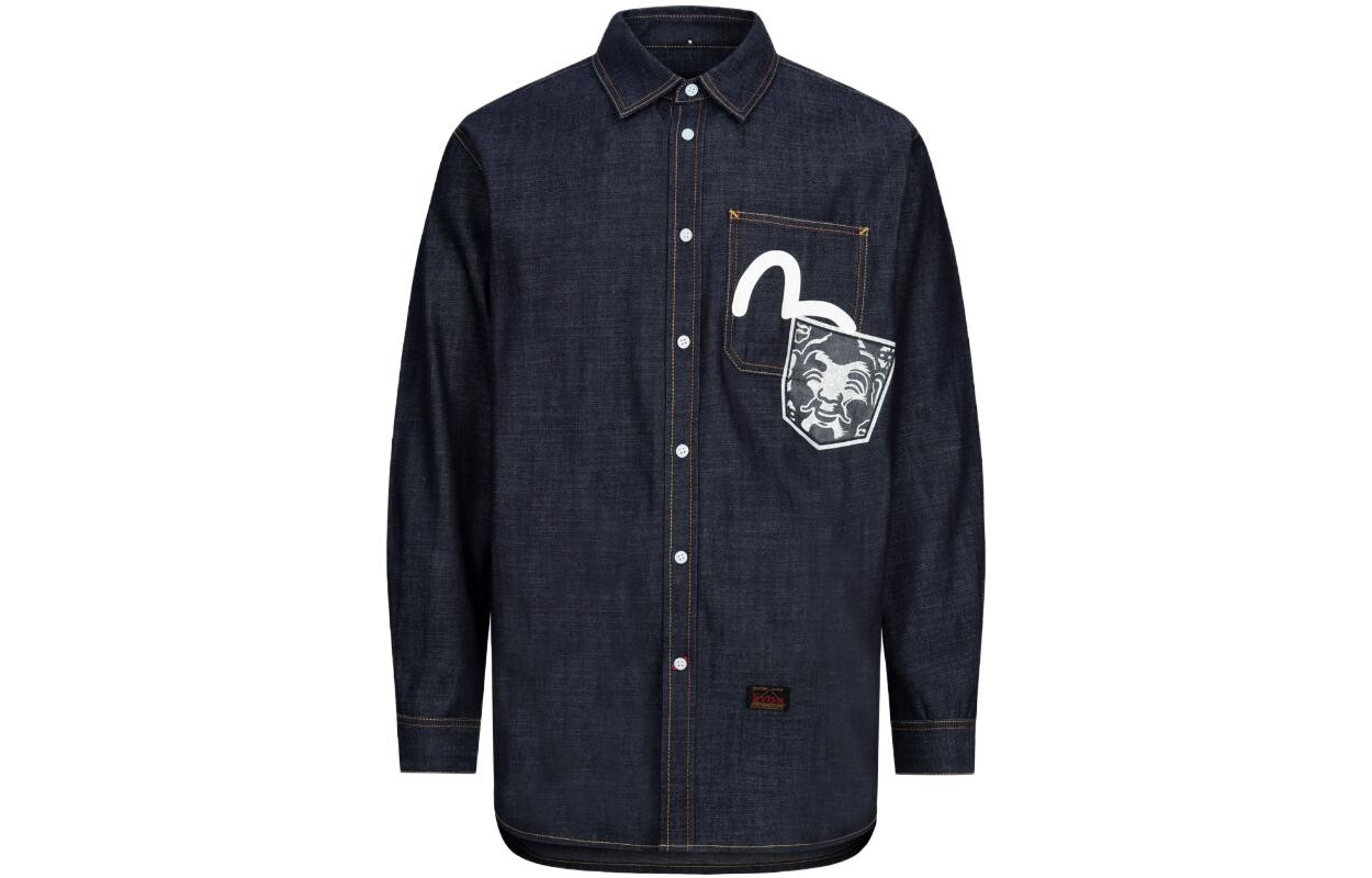 

Рубашка мужская джинсовая синяя Evisu, синий