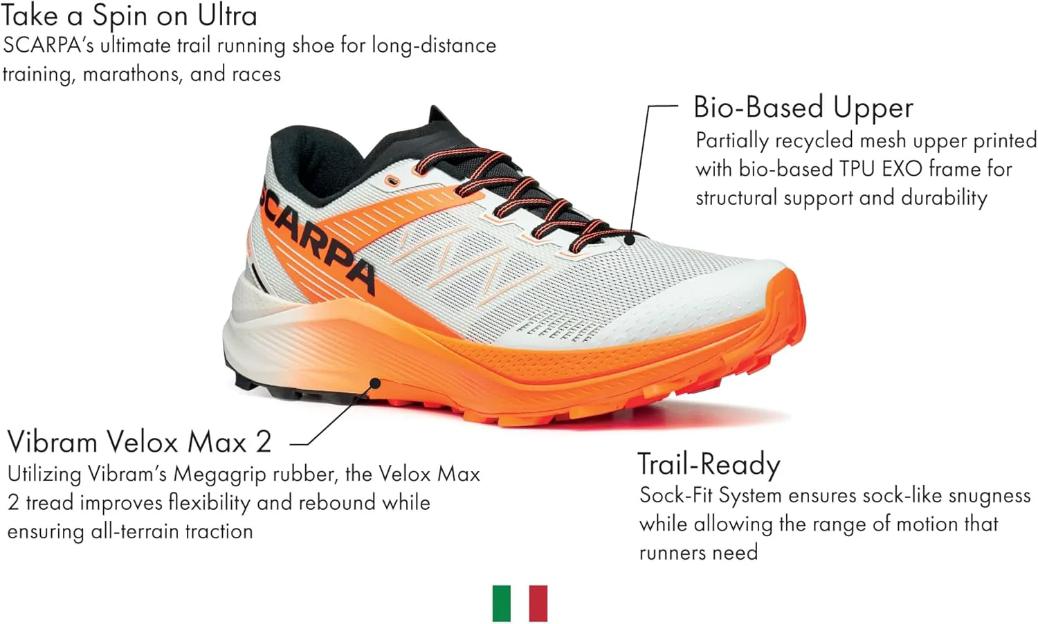 Мужские трейловые кроссовки SCARPA Spin Ultra 2 - легкие и дышащие, оранжевый — фото 2