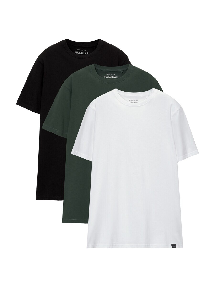 

Футболка Pull&Bear, темно-зеленый/черный/белый