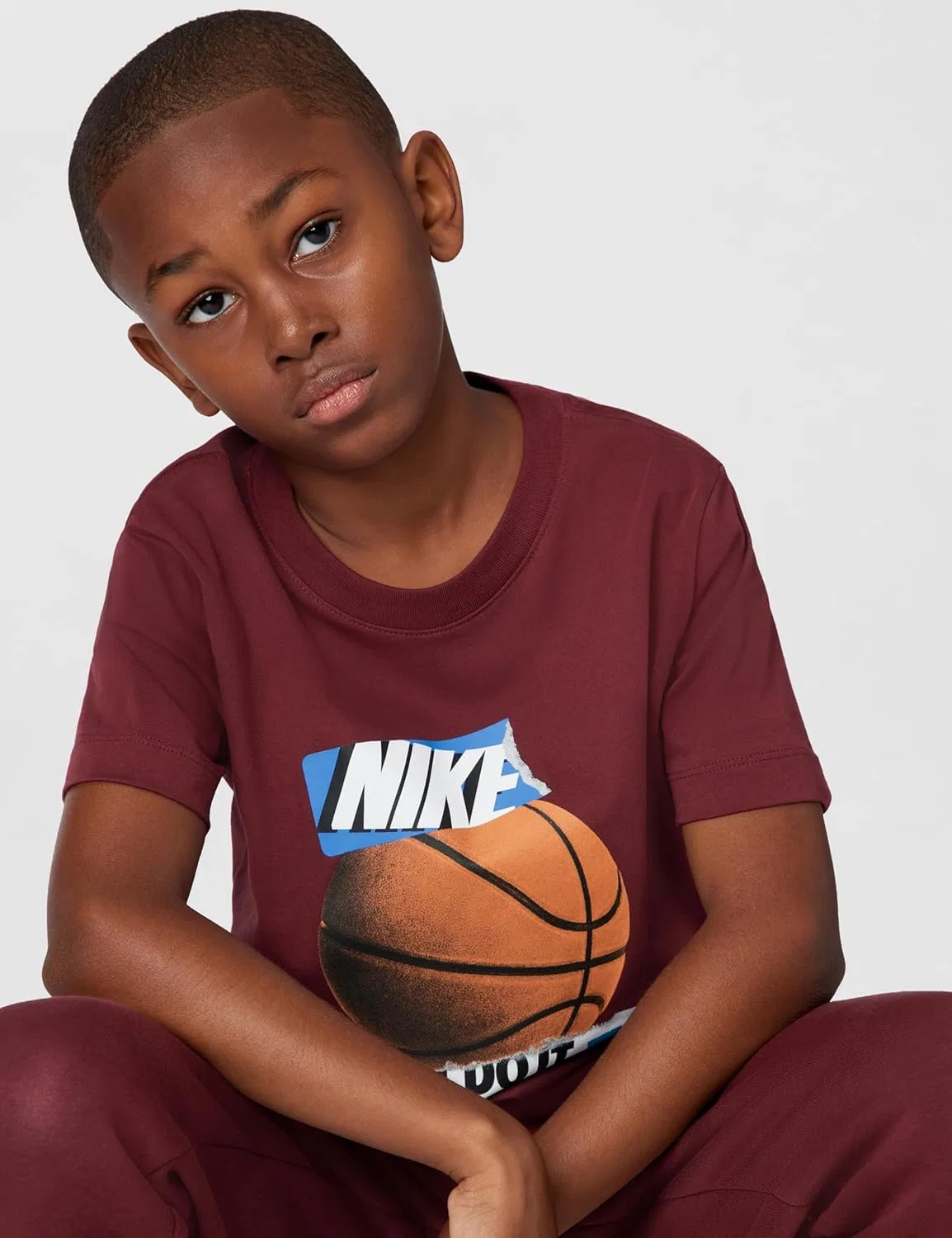 Футболка Nike Club Basketball Just Do It, темно-красный — фото 4