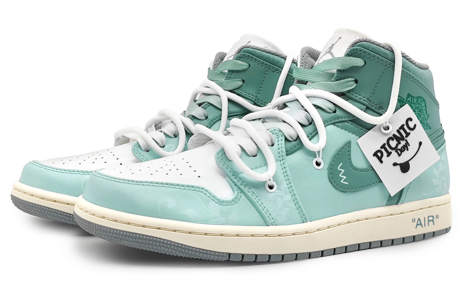 

Кроссовки Air Jordan 1 Vintage Basketball Shoes Men Mid-Top White/Cyan, Белый, Кроссовки Air Jordan 1 Vintage Basketball Shoes Men Mid-Top White/Cyan