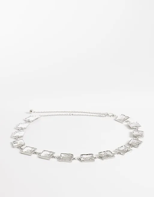 

Серебристый ремень с кованой квадратной цепочкой My Accessories