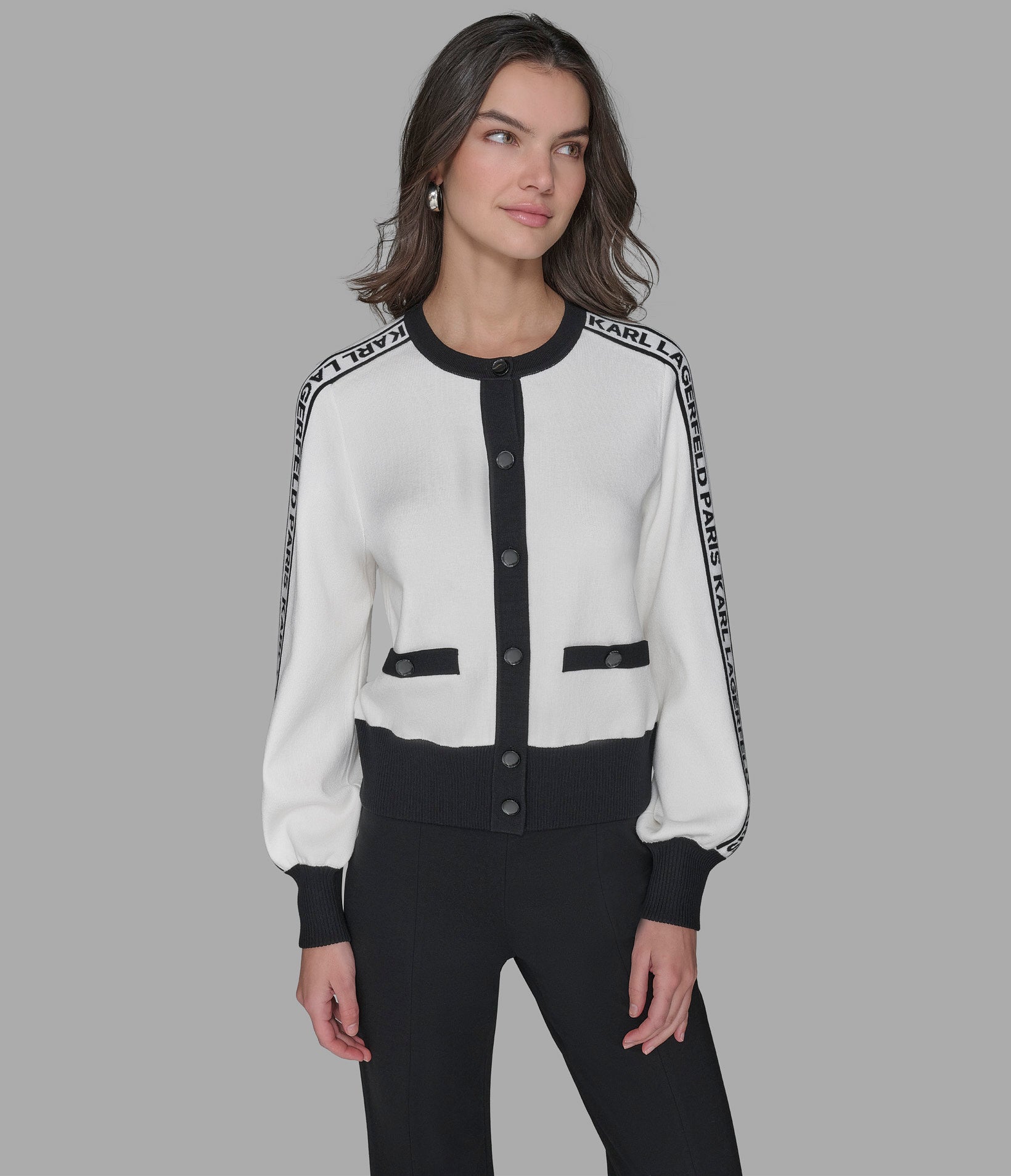 

Укороченный кардиган с логотипом KARL LAGERFELD PARIS, белый