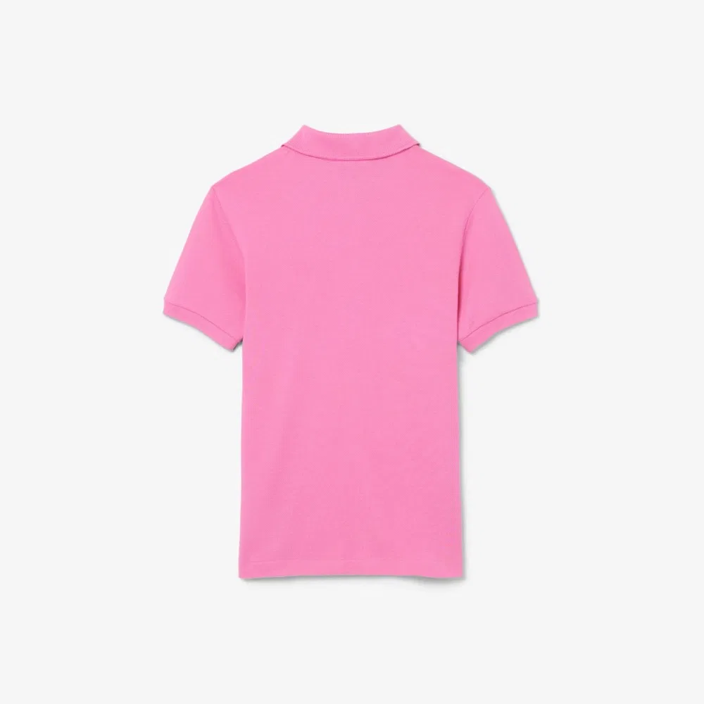Детская базовая футболка-поло с коротким рукавом розовая от Lacoste — фото 4