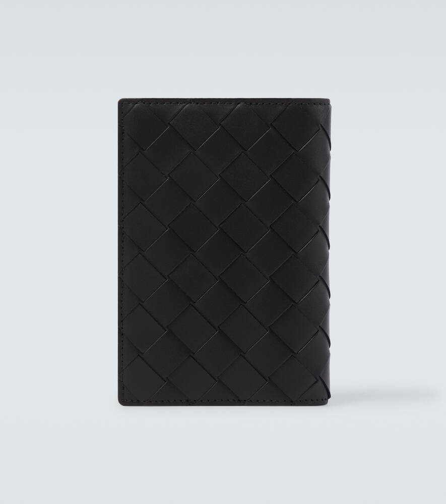 Кожаный кошелёк Intrecciato Bottega Veneta, Black/Glass-Silver — фото 3